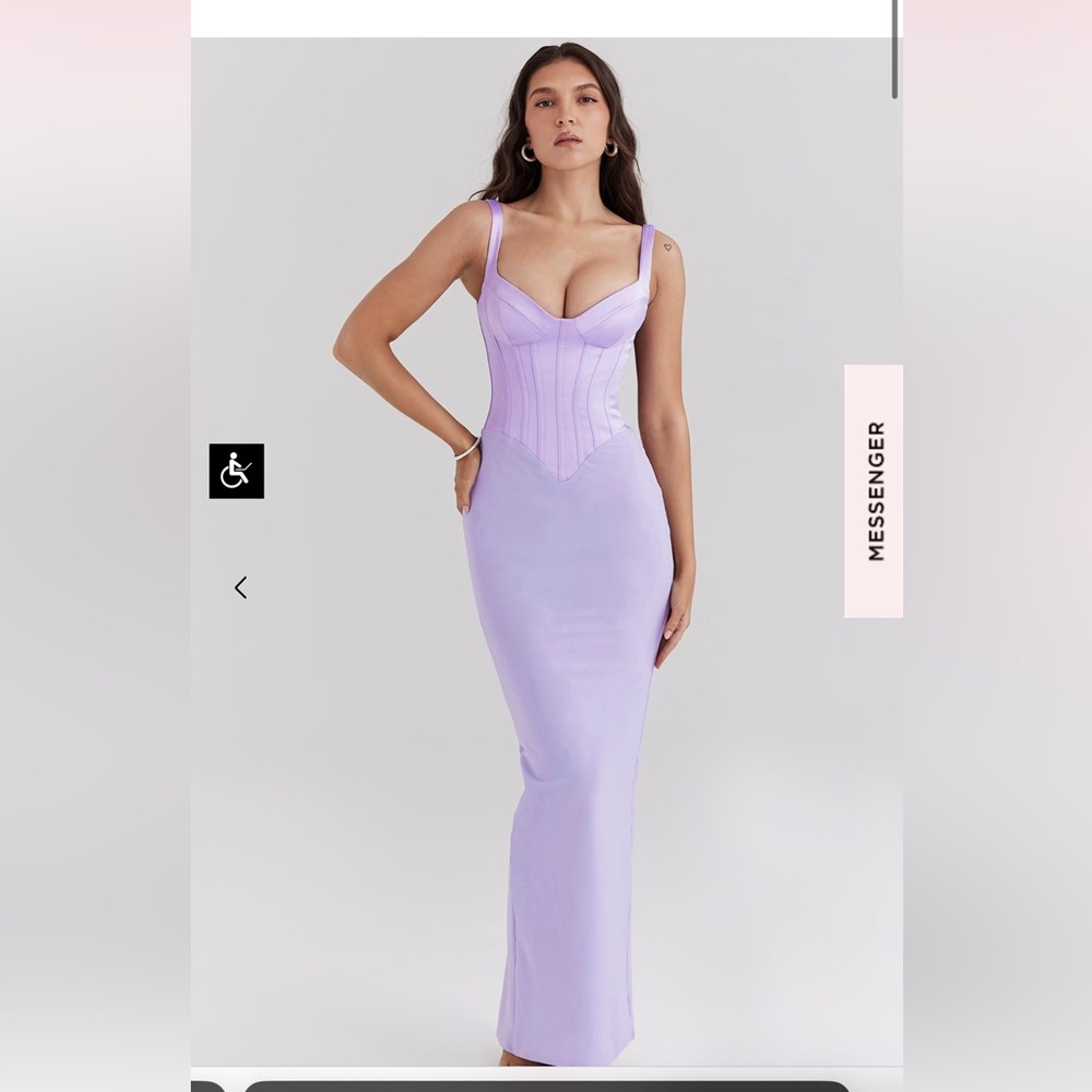 House of Cb - BREEZE, ORCHID SATIN CORSET MAXI DRESS (XS)